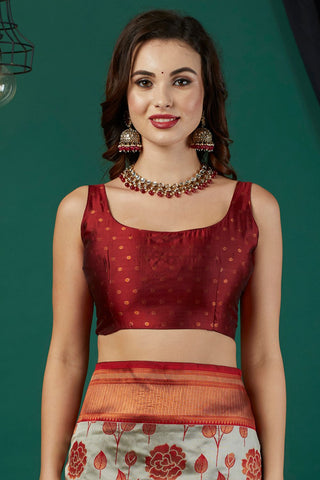 White Banarasi Silk Saree_Kumari Sarees