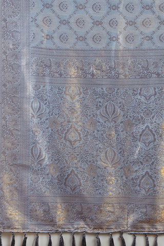 Grey And Gold-Toned Kanjeevaram Saree_Kumari Sarees