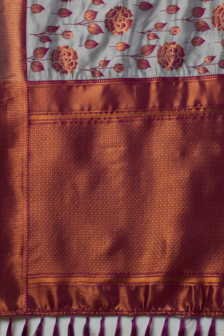 Grey Banarasi Silk Saree_Kumari Sarees