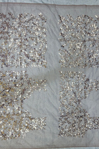Grey Soft Net With Zalar Lace Silk Saree