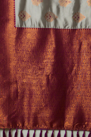 Grey Banarasi Silk Saree_Kumari Sarees