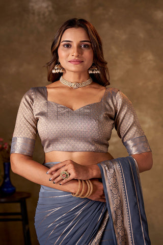 Grey Georgette Silk Saree_Kumari Sarees