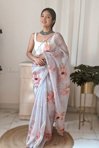 Grey Organza Saree