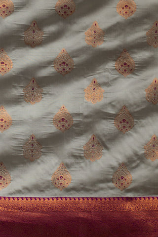 Grey Banarasi Silk Saree_Kumari Sarees