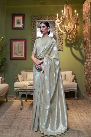 GREY MULTI PURE LINEN WEAVING SAREE