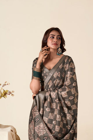 GREY SOFT DOLA SILK SAREE