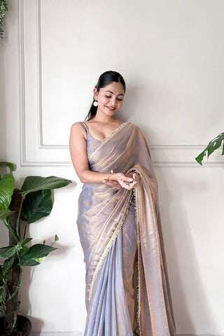 Grey Space Silk Saree
