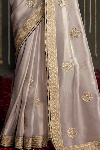 GREY SOFT TISSUE SILK SAREE