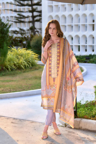 Grey Vatican Silk Blend With Embroidery Kurta Set_Kumari Sarees
