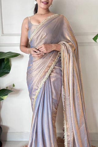 Grey Space Silk Saree