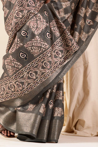 GREY SOFT DOLA SILK SAREE