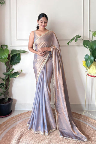 Grey Space Silk Saree_Kumari Sarees