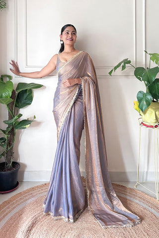 Grey Space Silk Saree