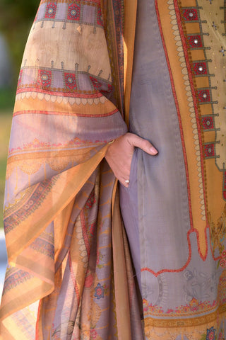 Grey Vatican Silk Blend With Embroidery Kurta Set_Kumari Sarees