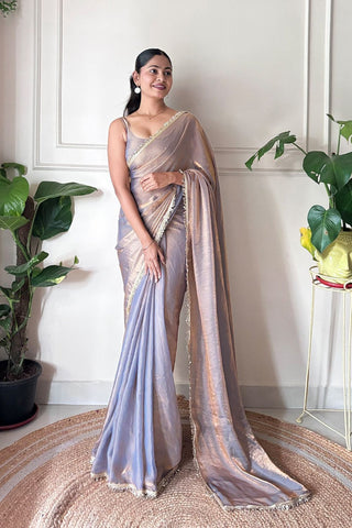 Grey Space Silk Saree
