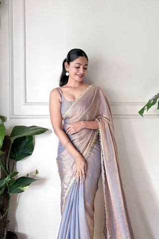 Grey Space Silk Saree
