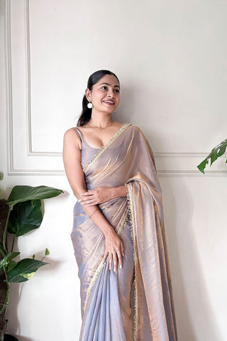 Grey Space Silk Saree