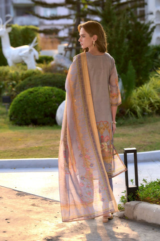 Grey Vatican Silk Blend With Embroidery Kurta Set_Kumari Sarees