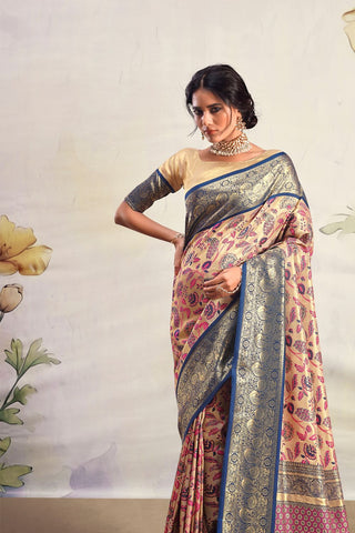 Light Grey Pure Dharamavaram Silk Saree