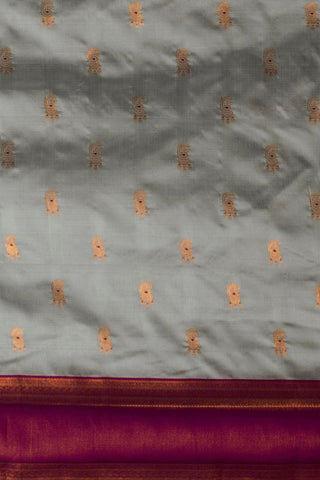 Grey & Maroon Banarasi Silk Saree_Kumari Sarees
