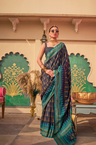 Grey Patola Silk Saree