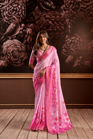 HOT PINK PURE HANDLOOM SILK SAREE