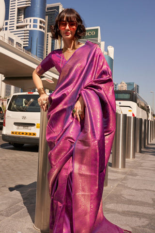 Bashful Pink Handloom Weaving Saree