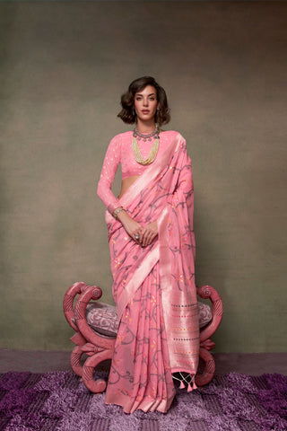 PINK SPUN HANDWOVEN JAMDANI SAREE