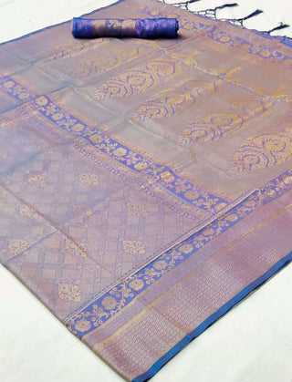 Lilac Kanjeevaram Handloom Silk Saree