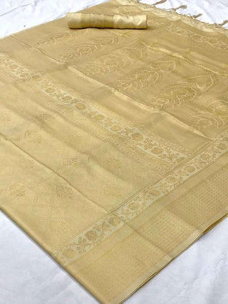 Beige Kanjeevaram Handloom Silk Saree