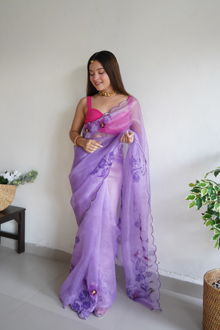 LAVENDER ORGANZA SILK SAREE