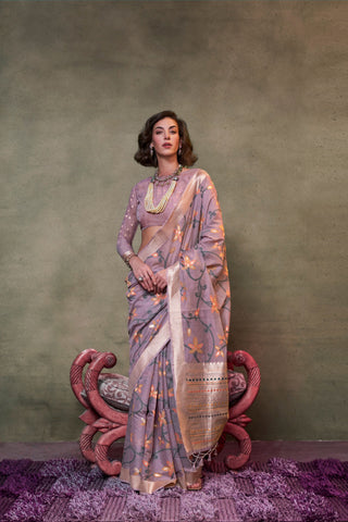 LAVENDER SPUN HANDWOVEN JAMDANI SAREE