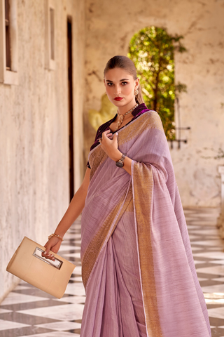 LAVENDER TISSUE LINEN SILK SAREE