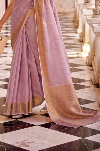 LAVENDER TISSUE LINEN SILK SAREE