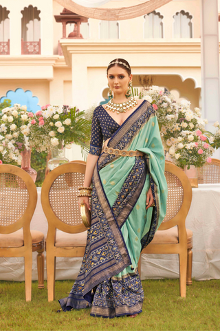 LIGHT BLUE BANARASI PATOLA SILK SAREE