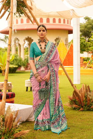 LIGHT PINK BANARASI PATOLA SILK SAREE