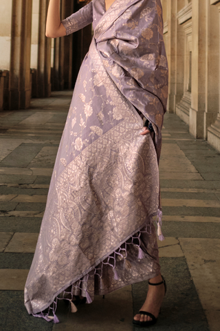 LILAC GOTA HANDLOOM WEAVING SILK SAREE