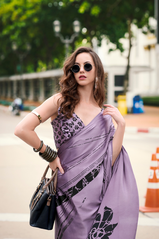 LILAC SATIN SILK SAREE