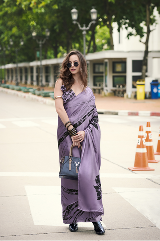 LILAC SATIN SILK SAREE