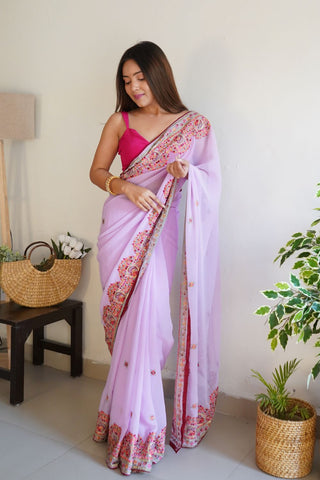 LAVENDER VISCOSE SAREE