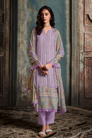 Lavender Pure Muslin Embroidery Kurta Set