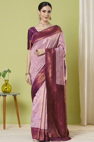 Lavender Banarasi Silk Saree_Kumari Sarees