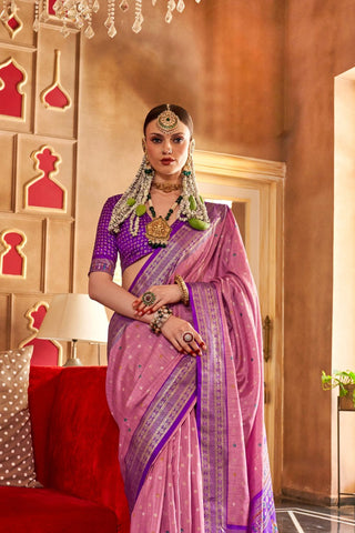 Lavender Patola Silk Saree With Sambalpuri Pallu_Kumari Sarees