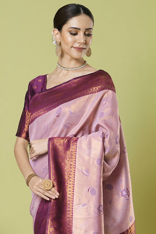 Lavender Banarasi Silk Saree_Kumari Sarees