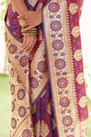 LAVENDER PURE SATIN WEAVING SILK SAREE