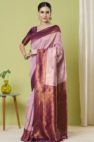 Lavender Banarasi Silk Saree_Kumari Sarees