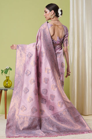 Lavender Banarasi Silk Saree