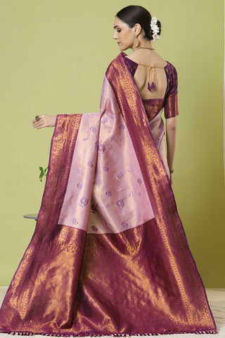 Lavender Banarasi Silk Saree_Kumari Sarees
