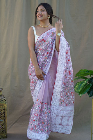 LAVENDER ORGANZA SILK SAREE