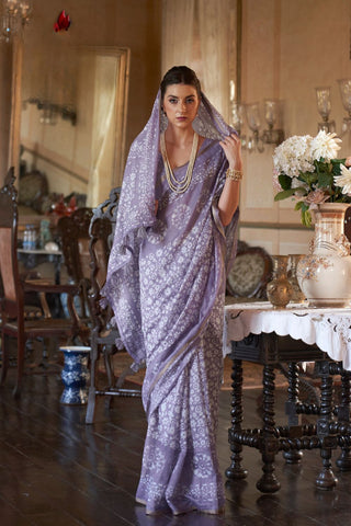 Lavender Banarasi Patola Silk Saree